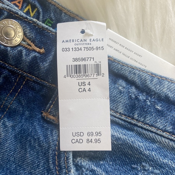 NWT American Eagle Highest Rise Sz 4 Baggy Embroidery Women’s Shorts - Picture 13 of 13